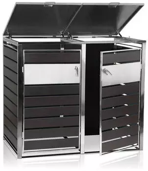 Zelsius RAL 7016 Mülltonnenbox 4er Set inkl. Erweiterungsmöglichkeit Edelstahl anthrazit (MBOX7) – Robuste Konstruktion und hochwertige Materialien