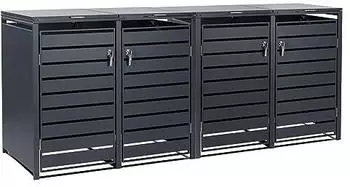 Zelsius RAL 7016 M&uuml;lltonnenbox 4er Set inkl. Erweiterungsm&ouml;glichkeit Edelstahl anthrazit (MBOX12)