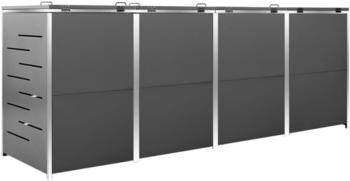 Deluke Jagu 4er Mülltonnenbox 240L 276x77,5 cm Edelstahl anthrazit