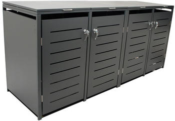 DEGAMO K&ouml;ln M&uuml;lltonnenbox 4er Set je 120 Liter 230x62x102cm grau (11184)