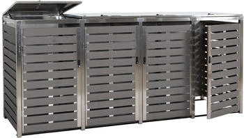 Mendler 4er-M&uuml;lltonnenverkleidung HWC-K14 120 x 264 x 85 cm WPC Edelstahl 128 kg anthrazit (87699+87700+87701)
