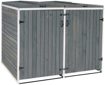Mendler 2er-Mülltonnenverkleidung XL HWC-H74 erweiterbar 120 x 75 x 96 FSC-Holz grau-weiß (80478+80479)