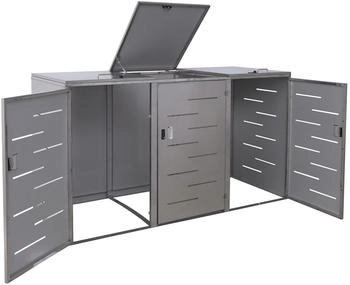 Mendler 3er-M&uuml;lltonnenverkleidung XL HWC-E83 erweiterbar 108 x 66 x 94 cm Edelstahl 85 kg (68823+68822+73390+73391)