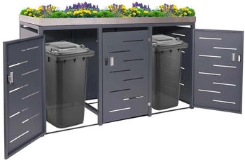 Mendler 3er M&uuml;lltonnenverkleidung MCW-H40 125x198x84cm grau (71511)