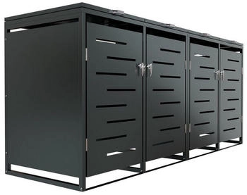 Juskys Metall-M&uuml;lltonnenbox Arel 4 x 120 Liter anthrazit