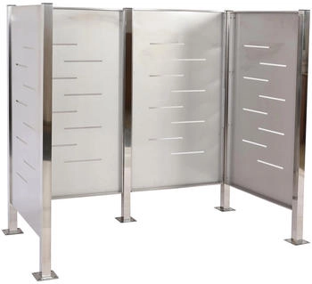 MCW M&uuml;lltonnen-Zaun J55 150 x 165 x 85 cm Edelstahl silber