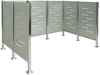 MCW M&uuml;lltonnen-Zaun J55 150 x 243 x 163 cm Metall Edelstahl silber