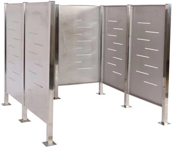MCW M&uuml;lltonnen-Zaun J55 151 x 165 x 165 cm Edelstahl silber