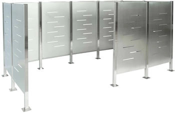 MCW M&uuml;lltonnen-Zaun J55 151 x 326 x 166 cm Metall Edelstahl silber