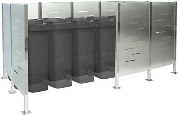 MCW Mülltonnen-Zaun J55 151 x 326 x 166 cm Metall Edelstahl silber – MCW Mülltonnen-Zaun J55 151 x 326 x 166 cm Metall Edelstahl silber für perfekte Ordnung
