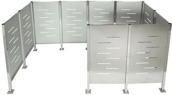 MCW Mülltonnen-Zaun J55 151 x 326 x 166 cm Metall Edelstahl silber – Langlebiger Schutz für Ihre Abfallbehälter