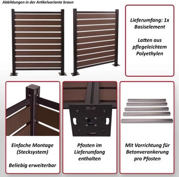 MCW Mülltonnen-Zaun K57 130 x 110 x 6 cm Aluminium braun – Praktische Eleganz für Ihren Außenbereich
