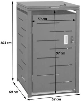 MCW Mülltonnenverkleidung E83 1 x 120 Liter 103 x 60 x 62 cm Stahl anthrazit 24 kg – MCW Mülltonnenverkleidung E83 1 x 120 Liter 103 x 60 x 62 cm Stahl anthrazit 24 kg bietet stilvolle Ordnung