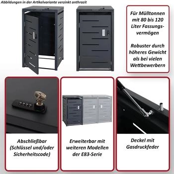 MCW Mülltonnenverkleidung E83 1 x 120 Liter 103 x 60 x 62 cm Stahl anthrazit 24 kg – Robuste Konstruktion für langlebigen Einsatz