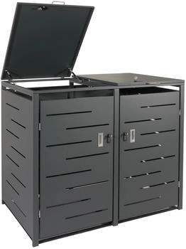 MCW M&uuml;lltonnenverkleidung E83 2 x 240 Liter 116 x 141 x 98 cm Stahl anthrazit 62 kg