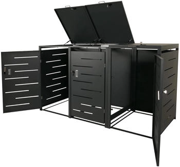 MCW M&uuml;lltonnenverkleidung E83 3 x 240 Liter 116 x 212 x 98 cm Stahl anthrazit 100 kg
