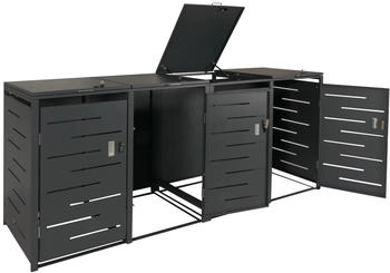 MCW Mülltonnenverkleidung E83 4 x 240 Liter 117 x 263 x 80 cm Stahl anthrazit 108 kg