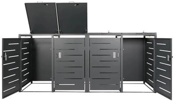 MCW Mülltonnenverkleidung E83 4 x 240 Liter 117 x 263 x 80 cm Stahl anthrazit 108 kg – Benutzerfreundlichkeit trifft auf Langlebigkeit