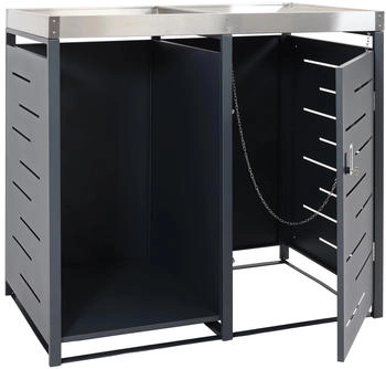 MCW Mülltonnenverkleidung H40 1 x 240 Liter mit Holzlager 125 x 130 x 80 cm anthrazit