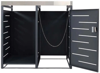 MCW Mülltonnenverkleidung H40 1 x 240 Liter mit Holzlager 125 x 130 x 80 cm anthrazit – MCW Mülltonnenverkleidung H40 mit Holzlager für stilvolle Ordnung