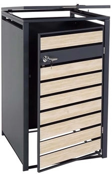 MCW Mülltonnenverkleidung J81 1 x 240 Liter 117 x 68 x 80 cm Buche-Holzoptik hellbraun