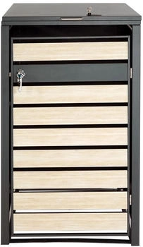 MCW Mülltonnenverkleidung J81 1 x 240 Liter 117 x 68 x 80 cm Buche-Holzoptik hellbraun – Praktische Handhabung für den Alltag