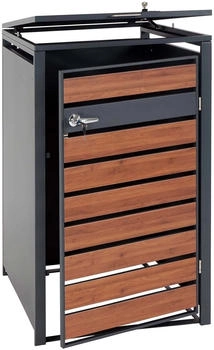 MCW M&uuml;lltonnenverkleidung J81 1 x 240 Liter 117 x 68 x 80 cm Kirsche-Holzoptik dunkelbraun