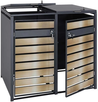 MCW Mülltonnenverkleidung J81 2 x 240 Liter 117 x 132 x 80 cm gold