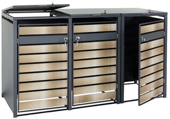 MCW Mülltonnenverkleidung J81 3 x 240 Liter 117 x 200 x 80 cm gold