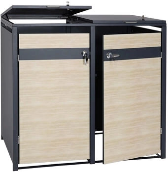 MCW Mülltonnenverkleidung J82 2 x 240 Liter 117 x 132 x 80 cm Buche-Holzoptik hellbraun
