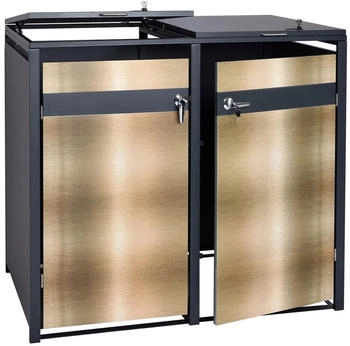 MCW Mülltonnenverkleidung J82 2 x 240 Liter 117 x 132 x 80 cm gold