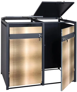 MCW Mülltonnenverkleidung J82 2 x 240 Liter 117 x 132 x 80 cm gold – Hochwertiges Material für langlebige Nutzung