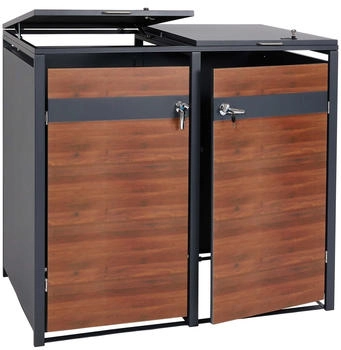 MCW Mülltonnenverkleidung J82 2 x 240 Liter 117 x 132 x 80 cm Kirsche-Holzoptik dunkelbraun