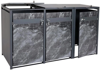 MCW Mülltonnenverkleidung J82 3 x 240 Liter 117 x 200 x 80 cm Marmor-Optik dunkel