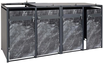 MCW Mülltonnenverkleidung J82 4 x 240 Liter 117 x 264 x 80 cm Marmor-Optik dunkel
