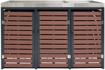 MCW Mülltonnenverkleidung K14 3 x 240 Liter 124 x 200 x 84 cm Walnuss-Holzoptik – MCW Mülltonnenverkleidung K14 3 x 240 Liter 124 x 200 x 84 cm Walnuss-Holzoptik - Elegante Ordnung für Ihren Außenbereich