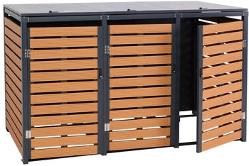 MCW Mülltonnenverkleidung K14 3 x 240 Liter 119 x 205 x 84 cm Teak-Optik