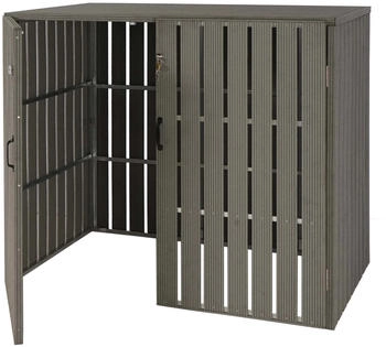 MCW WPC-M&uuml;lltonnenverkleidung J28 2 x 240 Liter 115 x 140 x 100 cm grau