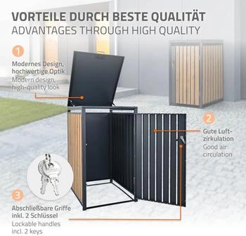 ML-Design Mülltonnenbox 1 x 240 Liter 68 x 80 x 116,3 cm Eichenoptik anthrazit – ML-Design Mülltonnenbox 1 x 240 Liter 68 x 80 x 116,3 cm Eichenoptik anthrazit für stilvollen Abfallschutz