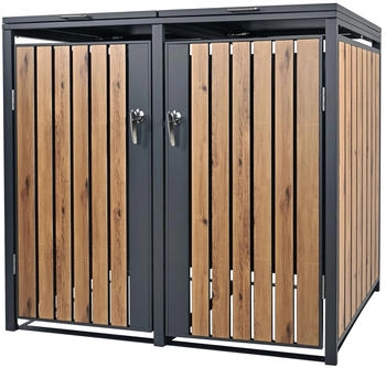 ML-Design Mülltonnenbox 2 x 240 Liter 132 x 80 x 116,3 cm Eichenoptik anthrazit