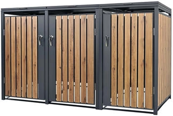 ML-Design Mülltonnenbox 3 x 240 Liter 200 x 80 x 116,3 cm Eichenoptik anthrazit