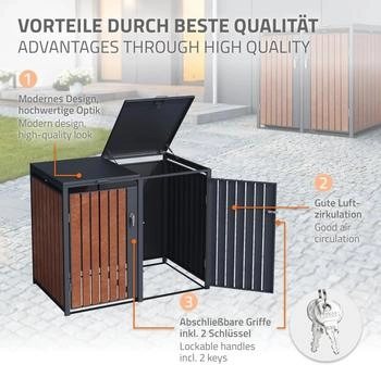 ML-Design Mülltonnenbox 3 x 240 Liter 200 x 80 x 116,3 cm Rostoptik anthrazit – ML-Design Mülltonnenbox 3 x 240 Liter 200 x 80 x 116,3 cm Rostoptik anthrazit - Elegante Ordnung für Ihren Außenbereich