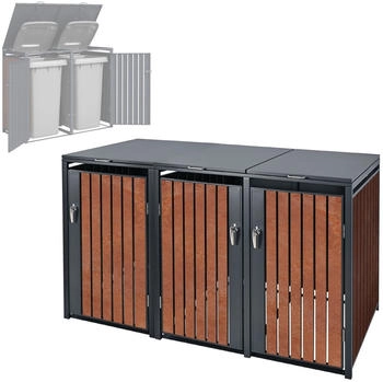 ML-Design Mülltonnenbox 3 x 240 Liter 200 x 80 x 116,3 cm Rostoptik anthrazit – Praktische Funktionalität im Alltag