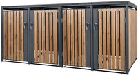 Ml-design M&uuml;lltonnenbox 4er 4 Tonnen 240l 264x80x116,3cm Anthrazit-holzoptik, Stahl,