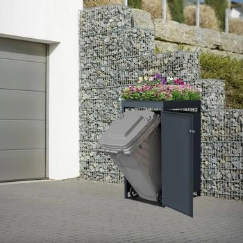 ML-Design Mülltonnenbox mit Pflanzdach 1 x 240 Liter 68 x 80 x 124 cm anthrazit – Optimale Raumnutzung und einfache Handhabung