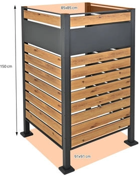 ML-Design Mülltonnenzaun für 1 Mülltonne 91 x 91 x 150 cm Stahl Holzoptik-anthrazit – ML-Design Mülltonnenzaun für 1 Mülltonne 91 x 91 x 150 cm Stahl Holzoptik-anthrazit Elegante Ordnung für Ihren Außenbereich