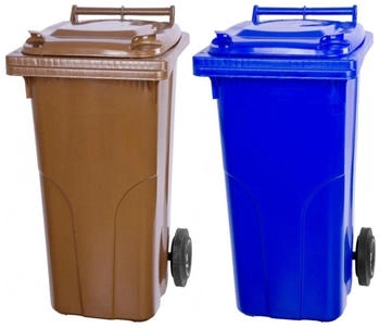 Proregal 2-Rad-Mülltonne MGB HDPE-Kunststoff 120 Liter braun & blau 2 Stk.