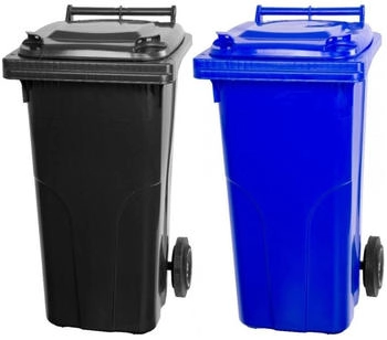 Proregal 2-Rad-Mülltonne MGB HDPE-Kunststoff 120 Liter grau/schwarz & blau 2 Stk.