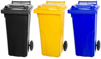 Proregal 2-Rad-Mülltonne MGB HDPE-Kunststoff 120 Liter grau/schwarz & gelb & blau 3 Stk.