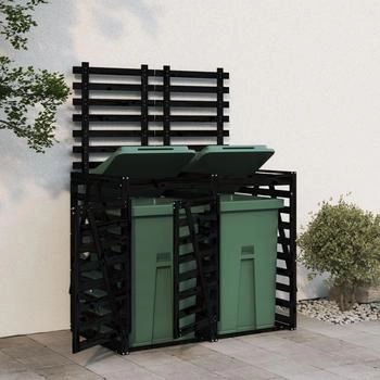 vidaXL Mülltonnenbox für 2 x 240 Liter Massivholz Kiefer schwarz – vidaXL Mülltonnenbox für 2 x 240 Liter Massivholz Kiefer schwarz - Ästhetischer Abfallschutz